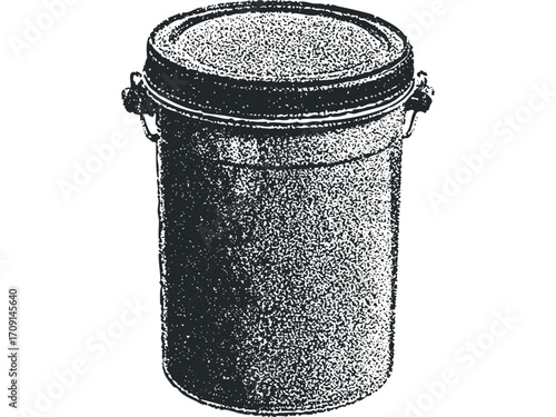 Vintage canister with lid and handles on transparent background. Vector hand drawn illustration