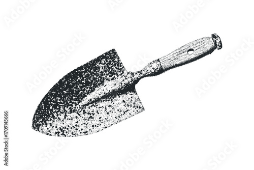 Hand trowel garden tool on transparent background. Vector hand drawn illustration