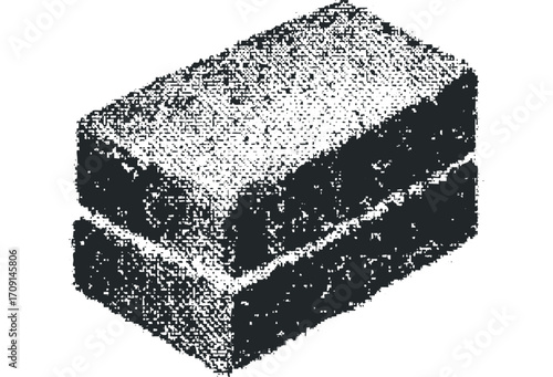 Textured stack of bricks isolated on transparent background. Vector hand drawn illustration