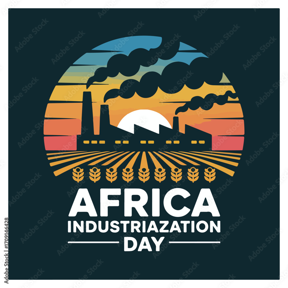 Naklejka premium Africa Industrialization Day Flyer Economic Growth Development Awareness Design