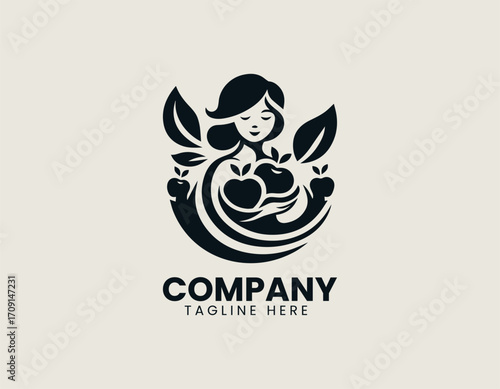 Young Girl With Apples Logo