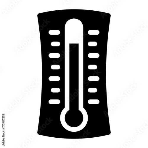 checking room temperature glyph icon using thermometer