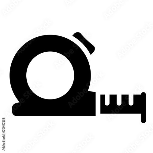 measuring object size glyph icon using tape in workshop