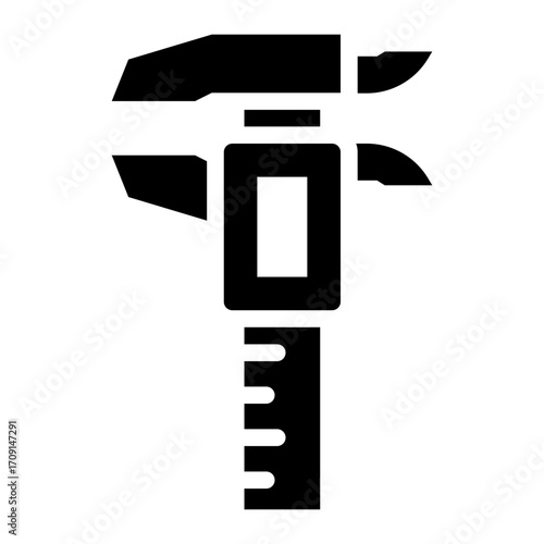 measuring object size glyph icon using caliper in factory