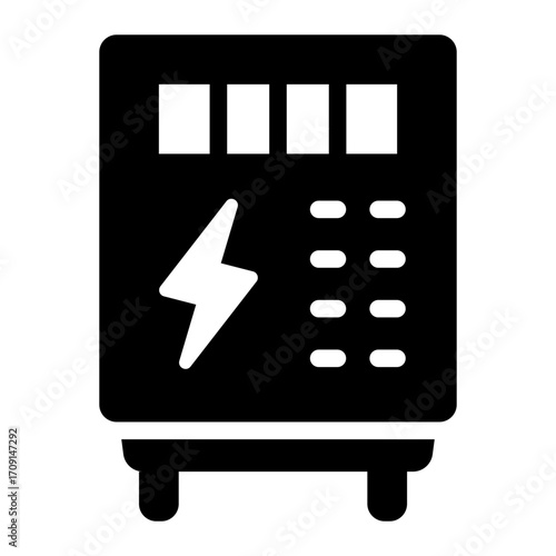 monitoring power usage glyph icon using electric meter