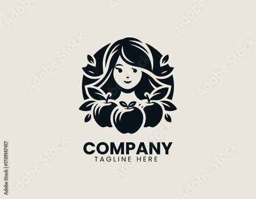 Young Girl With Apples Logo