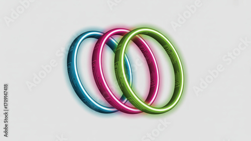 Three colorful glowing rings design illustration graphic art abstract background wallpaper for desktop and mobile use