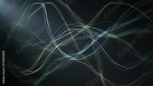 A soft, diffused spotlight subtly reveals a complex, intertwining network of lines in a tranquil seamlessly looping video lines, motion, subtly reveals