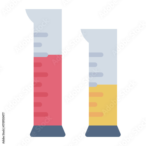 measuring liquid volume flat icon using cylinder in lab