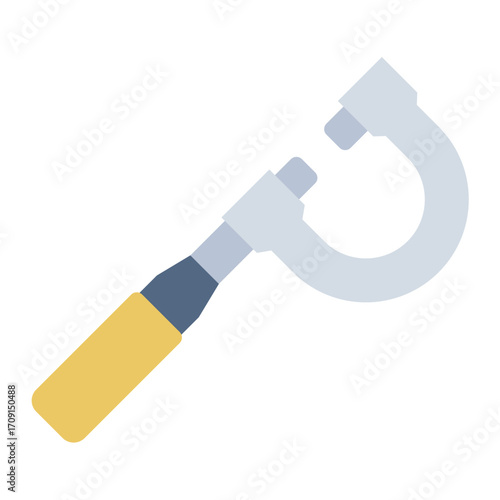 small object measuring flat icon using micrometer in lab