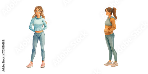 woman wearing activewear watercolor vector illustration