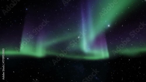 Abstract Aurora Borealis of Cosmic Light, Gently Waving in a Seamless Loop Gently Waving, purple, ethereal
