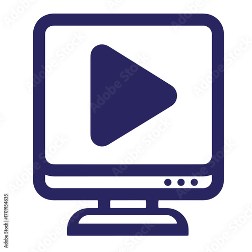 Modern desktop computer icon depicting a play button for streaming and video content