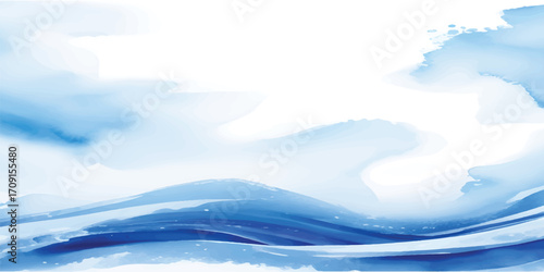 Vast blue sky with fluffy white clouds over a serene landscape