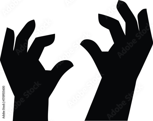 Silhouette of two open hands reaching upward together in a gesture of hope or desire
