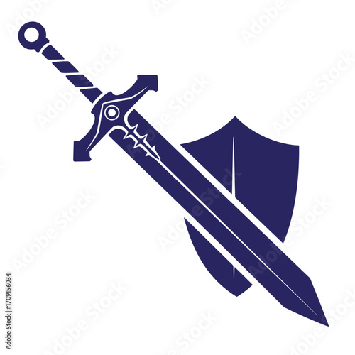 Silhouette illustration of sword and shield representing protection and defensive strategies