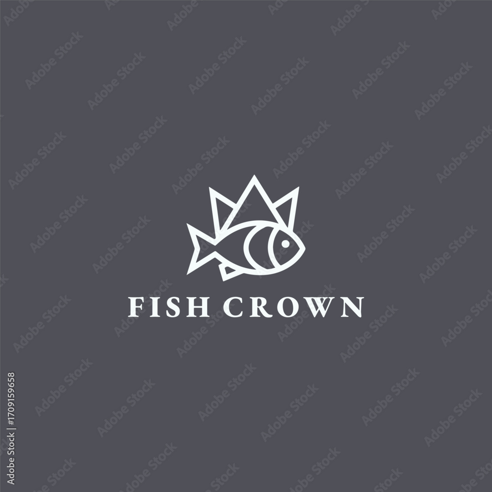 Obraz premium Fish crown logo vector icon illustration