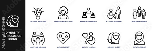 Diversity and Inclusion Line Icon Set