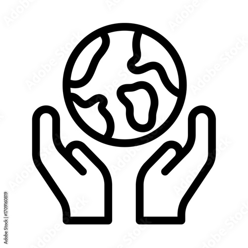 Planet Protection Line Icon of Corporate Social Responsibility (CSR) Icon Set