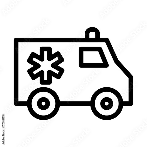 Emergency Response Ambulance Line Icon of Ambulance and EMS Icon Set