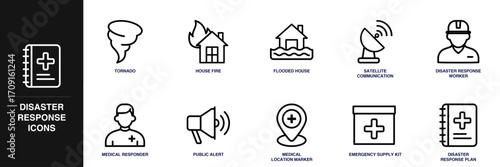 Disaster Response Line Icon Set