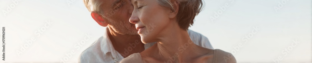Obraz premium Authentic Senior Couple Sharing Tender Morning Moment Premium Wellness Lifestyle Content for Health Monitoring Marketing and Relationship Campaigns