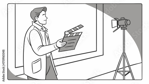 Film Production Movie Set Director Clapperboard Lighting Studio Cinema Video Filmmaking Scene Shoot Action Cut Production Design Behind the Scenes Movie Making Film Industry Cine.