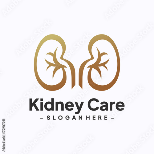 Trendy kidney art illustration. Urology logo design template. Icon stock vector isolated