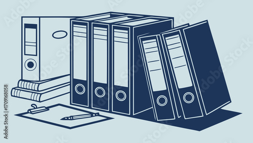 Office Supplies Ring Binders Files Folders Books Pencil Clipboard Documentation Organization Workspace Management Archive Record Keeping Business Education Administration Stationa.
