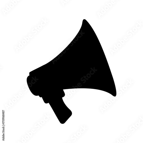 Silhouette of a megaphone isolated on white background for announcement purposes