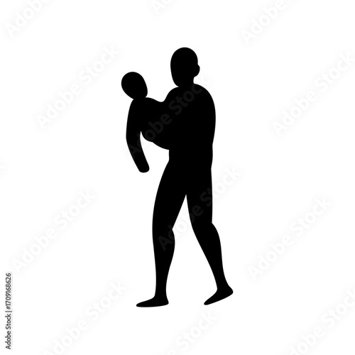 Silhouette of a Man Carrying Another Person Depicting Rescue or Support