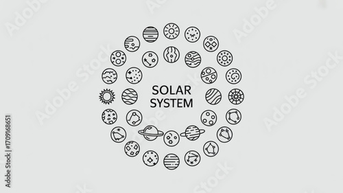 Explore the solar system planets and constellations in this detailed space science astronomy illustration