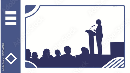 Presentation Speaker Audience Conference Meeting Seminar Business Public Speaking Lecture Event Silhouette Illustration Graphic Vector Design Corporate Training Workshop Educati.