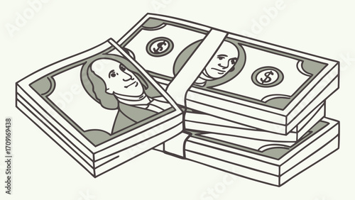 Stack of Cash Money Illustration Financial Concept Banking Wealth Currency Business Finance Economy Investment Success Rich Prosperity Dollar Bills Greenbacks Paper Money Money Bu.