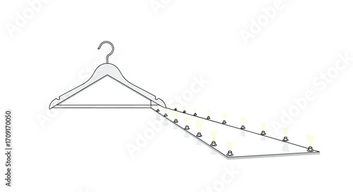 Innovative clothing hanger concept illuminates fashion retail displays with modern lighting solutions, Generative AI.