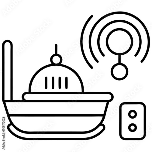 Wireless router icon vector illustration showcasing modern networking equipment and strong internet connection for home office and business