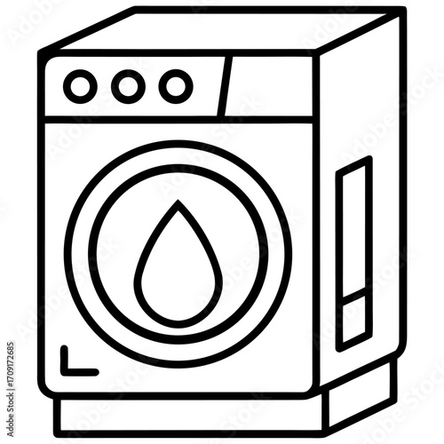 Modern washing machine outline illustration for laundry day and household appliance use icon vector style