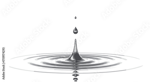 Captivating liquid splash frozen in time creating elegant ripples on a clean minimalist background perfect for science and design projects, Generative AI.