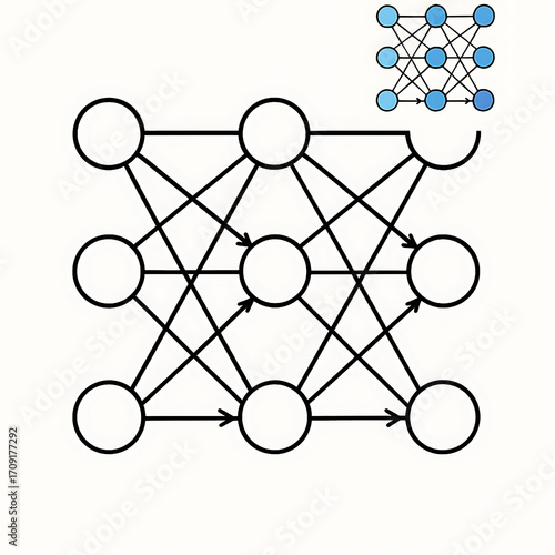 Neural Network Diagram Artificial Intelligence Concept.