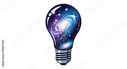 Sparking brilliant ideas with a cosmic galaxy lightbulb a symbol of innovation and boundless creativity, Generative AI.