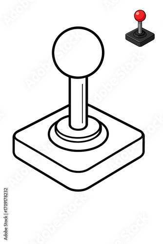 Retro Joystick Controller Classic Gaming Icon Line Art Design.