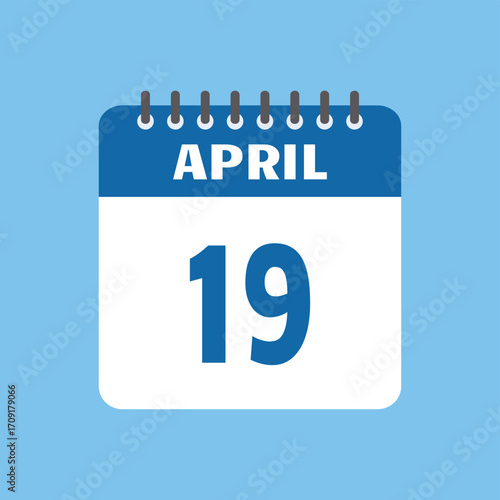 april 19 calendar icon Vector page month design