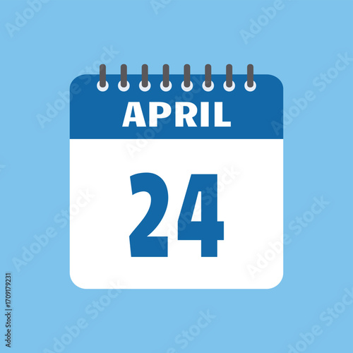 april 24 calendar icon Vector page month design
