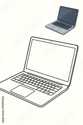 Set of modern laptop computer vector illustrations.