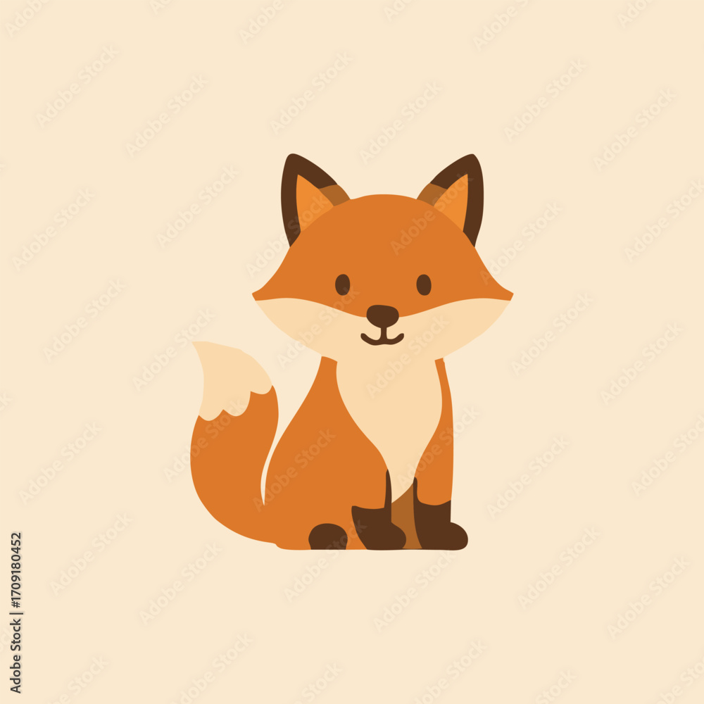 Fototapeta premium Adorable Red Fox Cartoon Vector Illustration