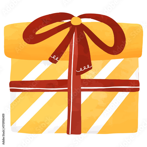 gift box with ribbon hand drawn element illustration