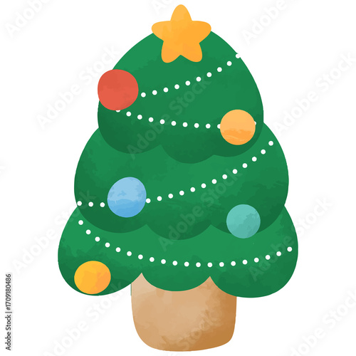 Christmas tree cute hand drawn clipart