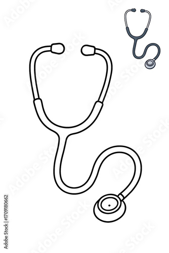 Stethoscope Coloring Page Illustration.