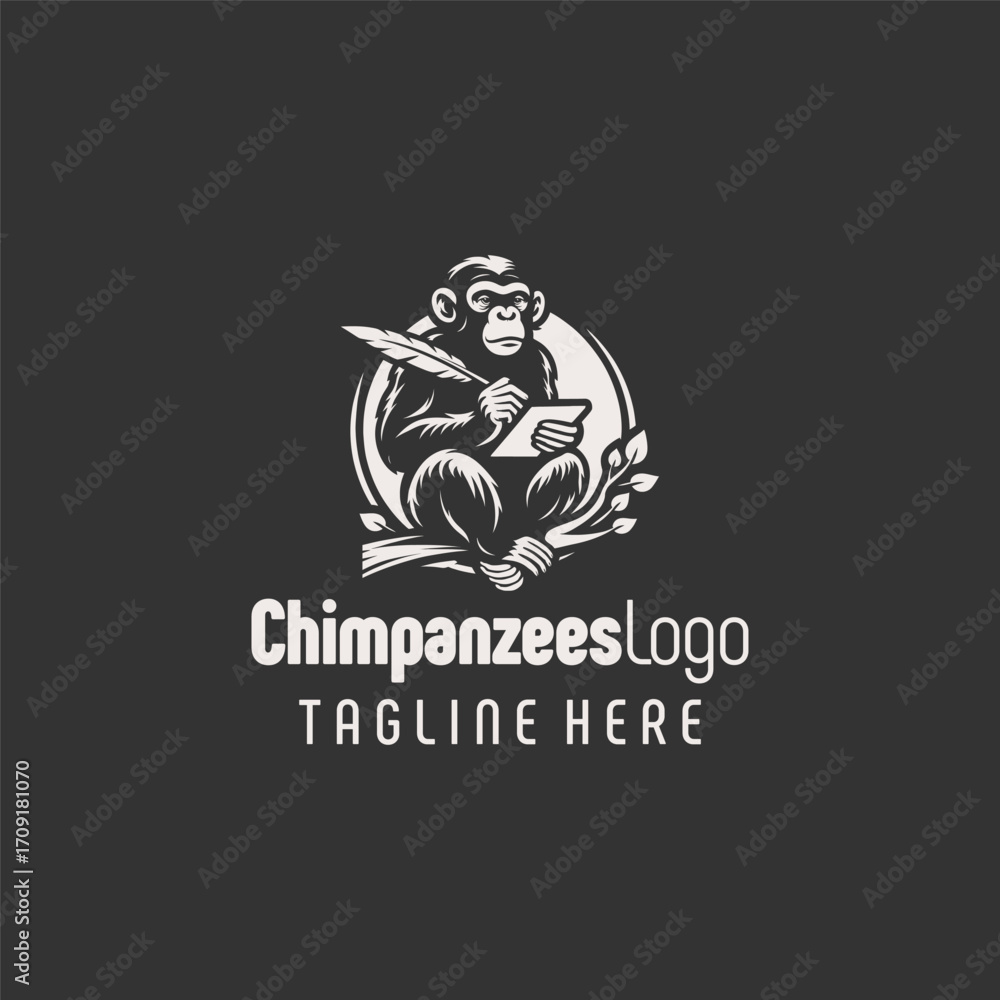 Fototapeta premium Artistic Jungle Chimpanzee Logo Symbol