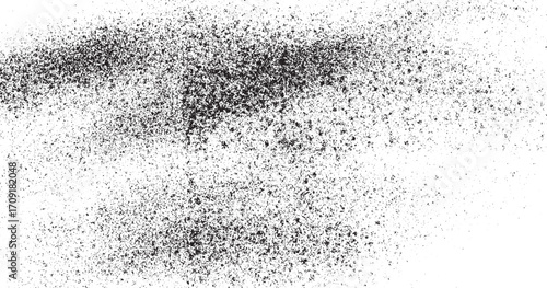 Noise dot grain background with abstract grunge texture, vector gradient. Grain noise background of black irregular dots and grainy halftone dust film grain speck grit grunge overlay on white backgrou